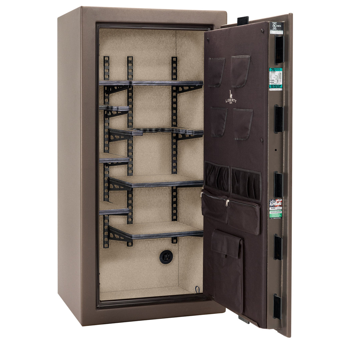 Colonial Series | Level 4 Security | 75 Minute Fire Protection | 23 PRO FLEX | DIMENSIONS: 60.5&quot;(H) X 30&quot;(W) X 22&quot;(D*) | Bronze Textured | Mechanical Lock - Open